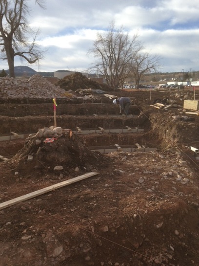 Footings are being formed on the Amphitheater area. 